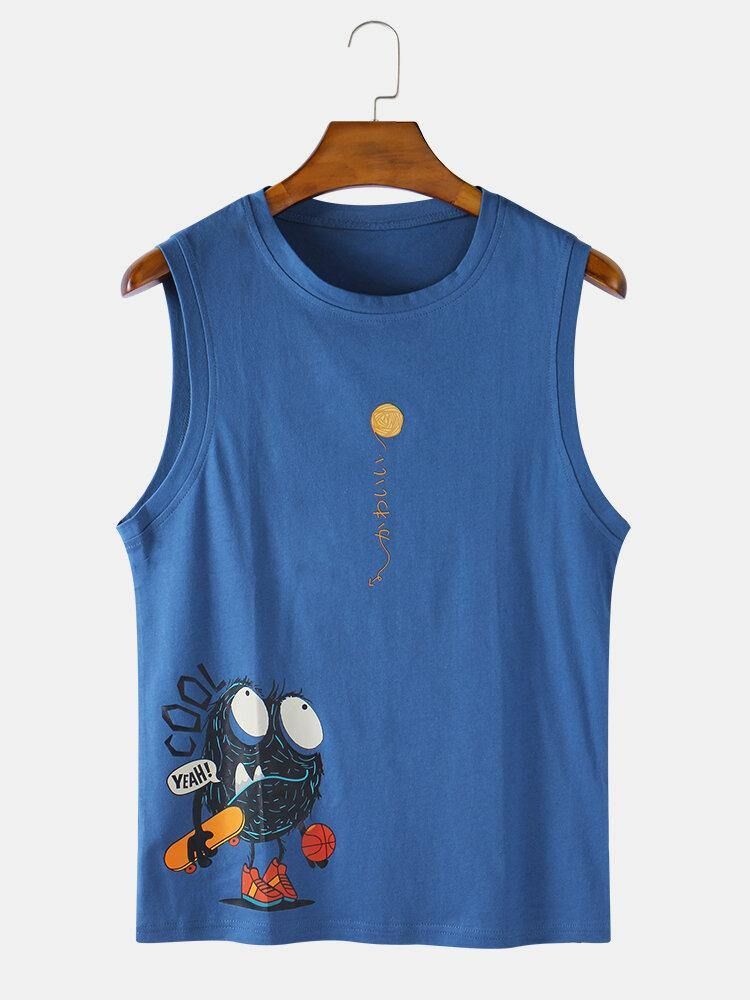 Bomull Tegneserietrykk Ermeløse Casual Tank Tops