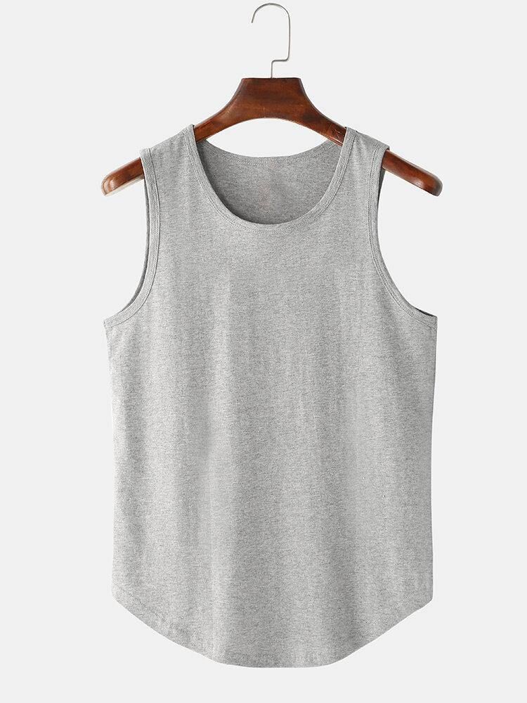 Ensfargede Ermeløse Uformelle Tanktops For Menn