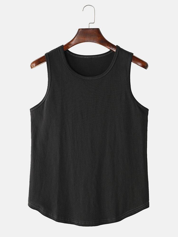 Ensfargede Ermeløse Uformelle Tanktops For Menn