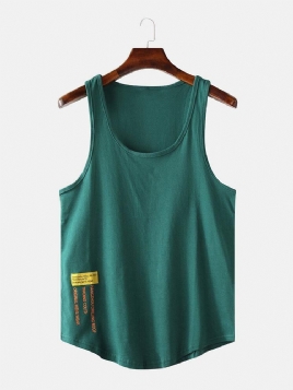 Menn Casual Letter Print Ensfarge Crew Neck Sleeveless Tank Tops