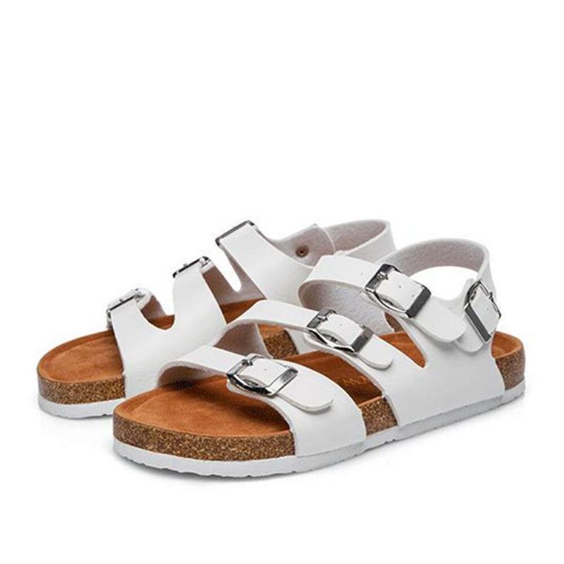 Dame Beach Comfy Triple Spenne Strap Myke Flate Korksandaler