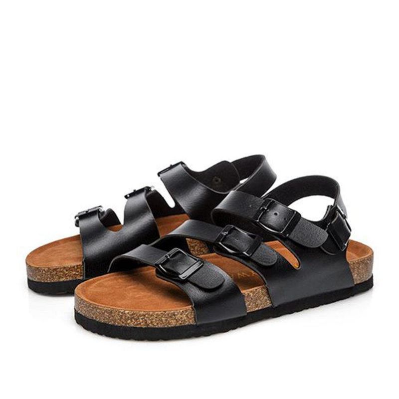 Dame Beach Comfy Triple Spenne Strap Myke Flate Korksandaler