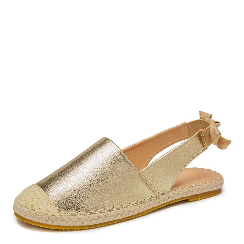 Kvinner Casual Closed Toe Metallic Komfortable Espadrilles Flat Sandaler