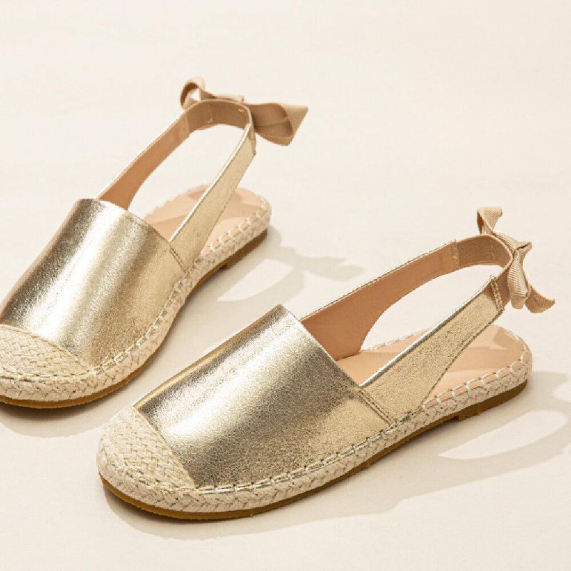 Kvinner Casual Closed Toe Metallic Komfortable Espadrilles Flat Sandaler