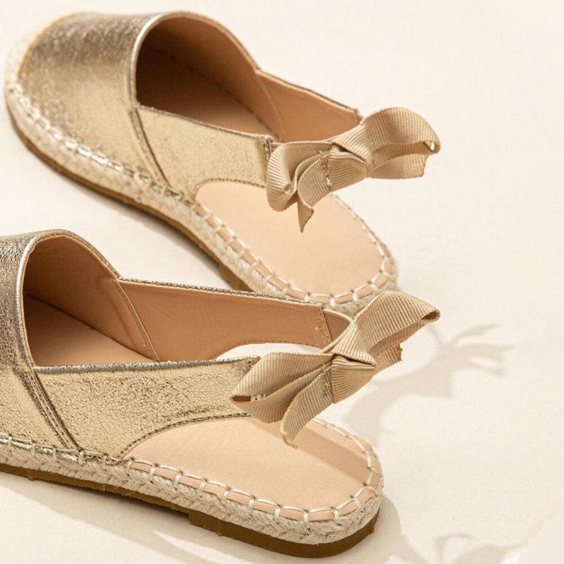 Kvinner Casual Closed Toe Metallic Komfortable Espadrilles Flat Sandaler