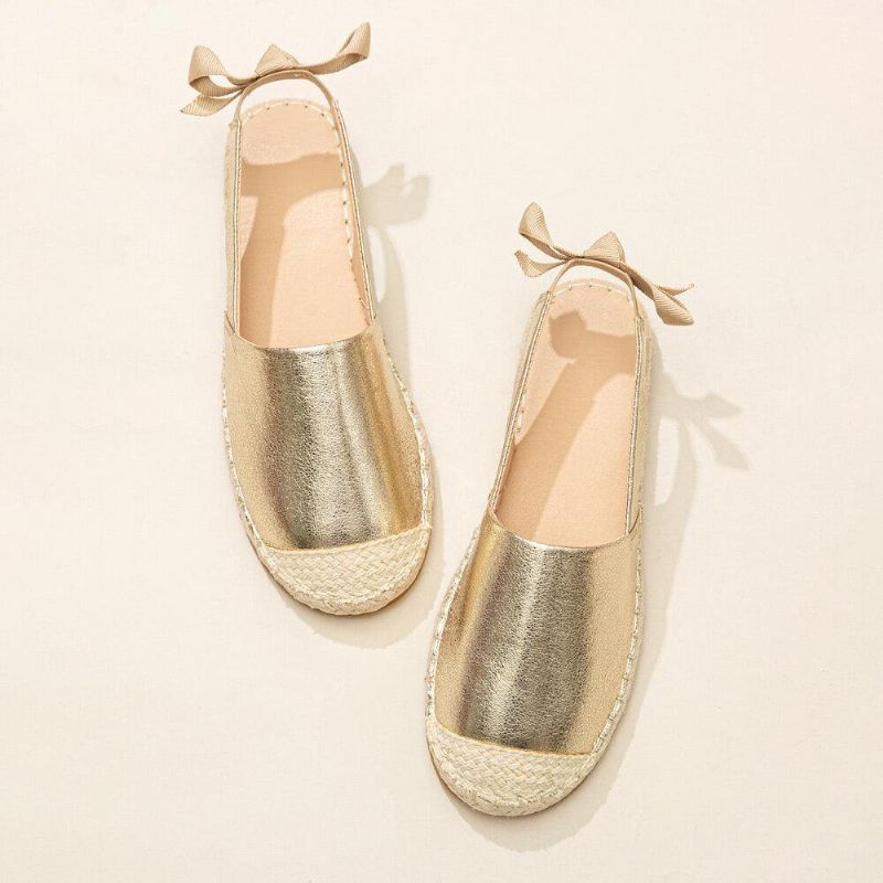 Kvinner Casual Closed Toe Metallic Komfortable Espadrilles Flat Sandaler