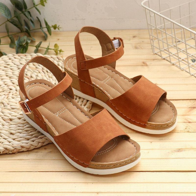 Kvinner Comfy Åpnet Toe Rocker Sole Slide Sandaler