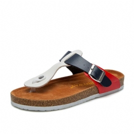 Kvinner Comfy Soft Beach Toe Post Spenne Stropp Slide Flat Flip Flops Cork Sandaler