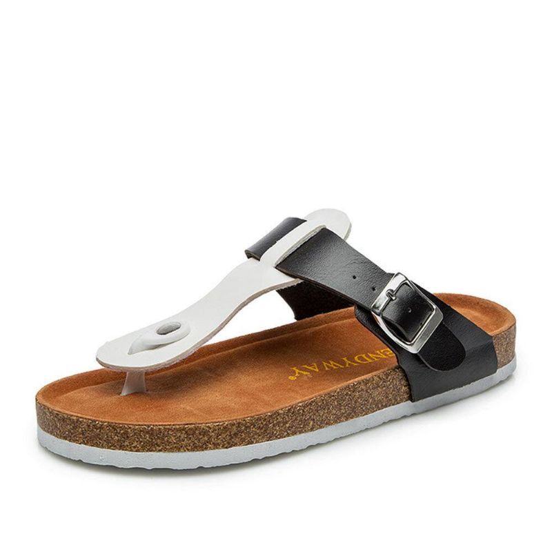 Kvinner Comfy Soft Beach Toe Post Spenne Stropp Slide Flat Flip Flops Cork Sandaler