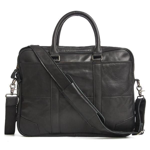 Ekte Lær Business Laptop Bag Koffert Crossbody Bag