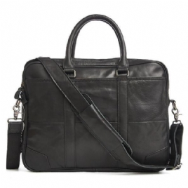 Ekte Lær Business Laptop Bag Koffert Crossbody Bag