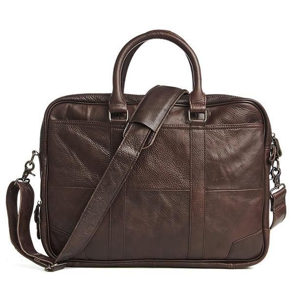 Ekte Lær Business Laptop Bag Koffert Crossbody Bag