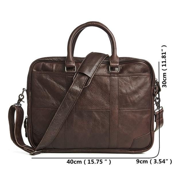 Ekte Lær Business Laptop Bag Koffert Crossbody Bag