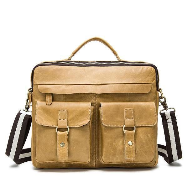 Ekte Lær Slynge Koffert Vintage Håndveske Dual Use Messenger Bag For Menn