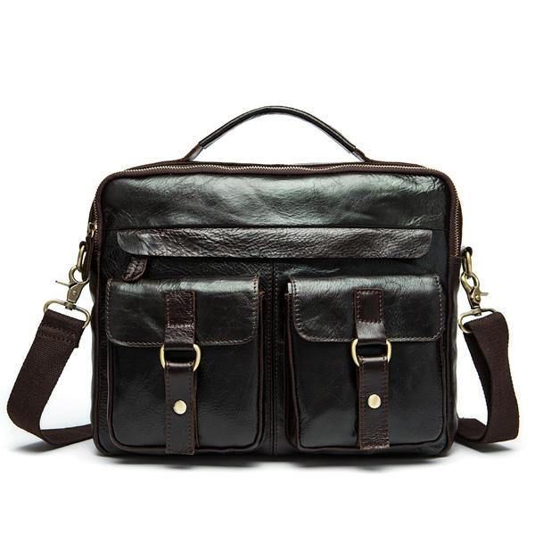 Ekte Lær Slynge Koffert Vintage Håndveske Dual Use Messenger Bag For Menn