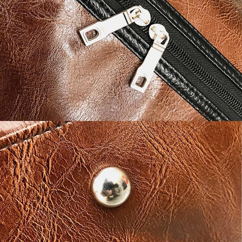 Kvinner Og Menn Skinn Retro Håndveske Med Stor Kapasitet Business Bagasjeveske Skulderveske Crossbody Bag