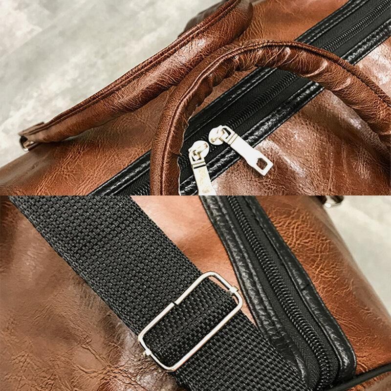 Kvinner Og Menn Skinn Retro Håndveske Med Stor Kapasitet Business Bagasjeveske Skulderveske Crossbody Bag