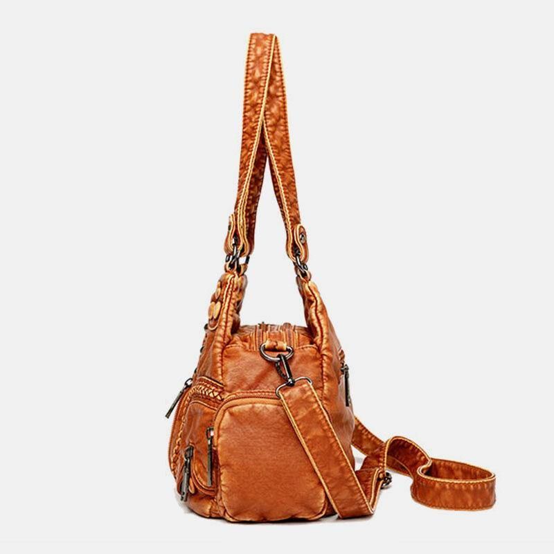 Kvinner Pu-Skinn Ensfarge Med Stor Kapasitet Retro Mote-Tote-Håndvesker Crossbody-Vesker