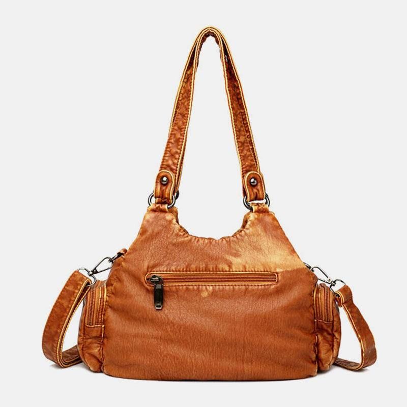 Kvinner Pu-Skinn Ensfarge Med Stor Kapasitet Retro Mote-Tote-Håndvesker Crossbody-Vesker