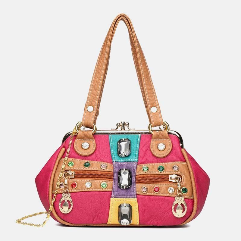 Kvinner Pu-Skinn Vanntett Hodeskalle Naglekjeder Skulderveske Handbag Crossbody Bag