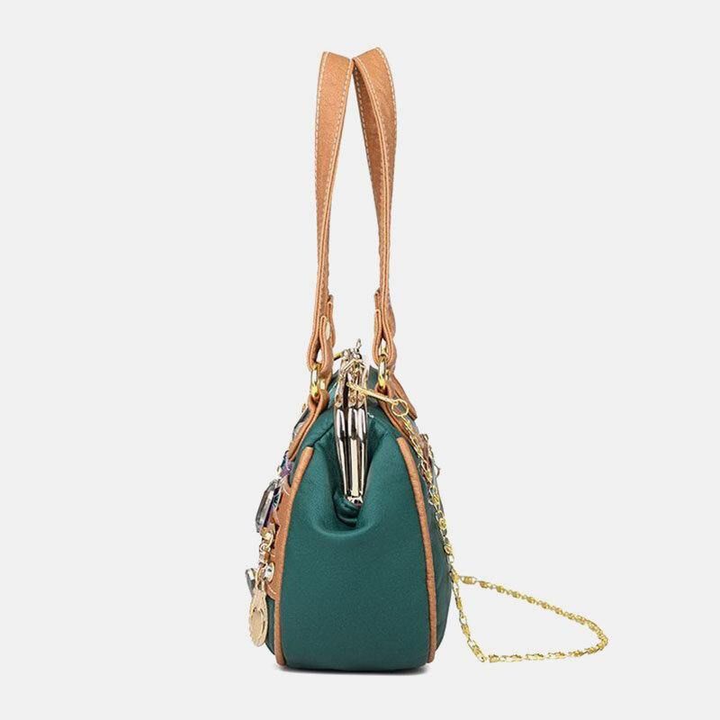 Kvinner Pu-Skinn Vanntett Hodeskalle Naglekjeder Skulderveske Handbag Crossbody Bag