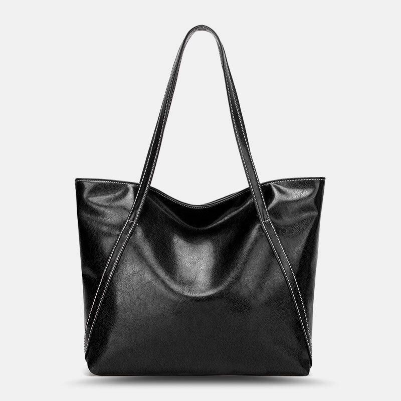 Kvinner Pu-Skinn Våren Vintage Stor Kapasitet Skulderveske Handbag Tote