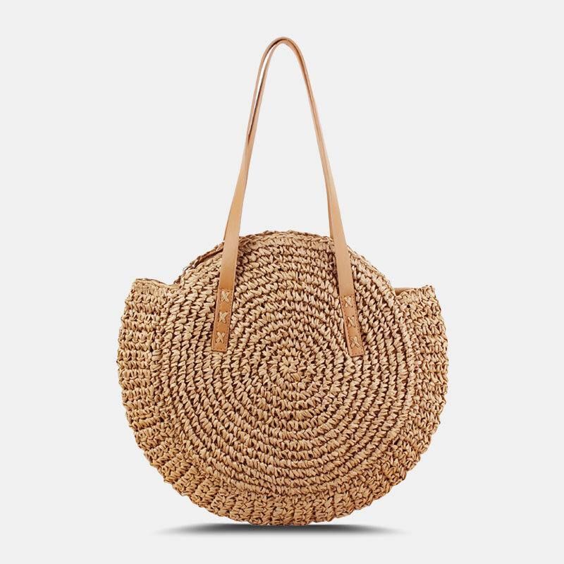 Kvinner Simplicity Stripe Straw Bag Håndvesker Tote Retro Beach Bag