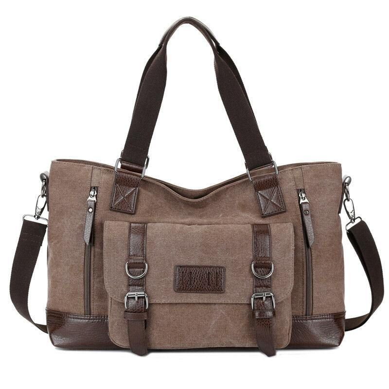 Menn Canvas Casual Skulder Sling Bag Håndveske Reiseveske