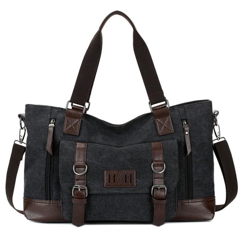 Menn Canvas Casual Skulder Sling Bag Håndveske Reiseveske