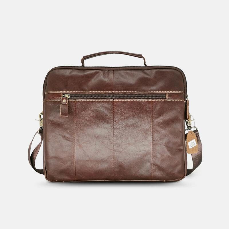 Menn Ekte Skinn Multi-Pocket Håndveske Business Bag Laptop Bag Skulderveske