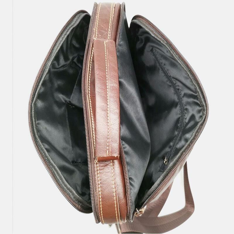 Menn Ekte Skinn Multi-Pocket Håndveske Business Bag Laptop Bag Skulderveske