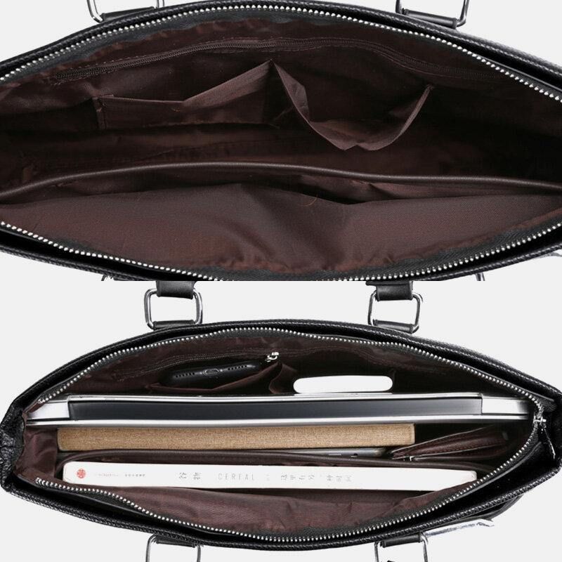 Menn Faux Leather Business 15.6 Tommers Bærbar Veske Kofferter Håndveske Crossbody Bag