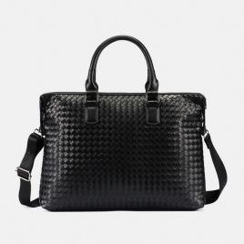 Menn Faux Leather Multi-Bære 14 Tommers Bærbar Veske Koffert Business Handbag Crossbody Bag