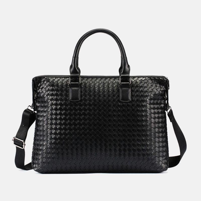 Menn Faux Leather Multi-Bære 14 Tommers Bærbar Veske Koffert Business Handbag Crossbody Bag