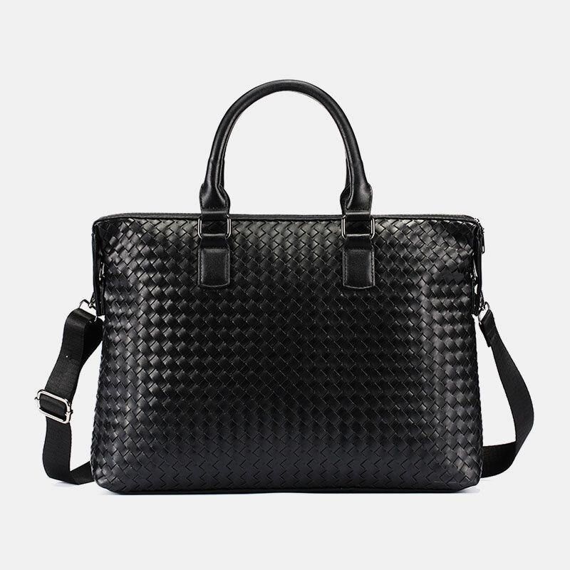 Menn Faux Leather Multi-Bære 14 Tommers Bærbar Veske Koffert Business Handbag Crossbody Bag