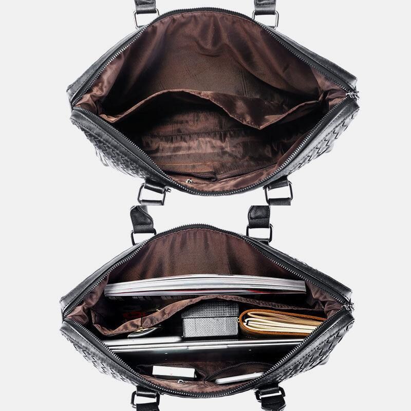 Menn Faux Leather Multi-Bære 14 Tommers Bærbar Veske Koffert Business Handbag Crossbody Bag