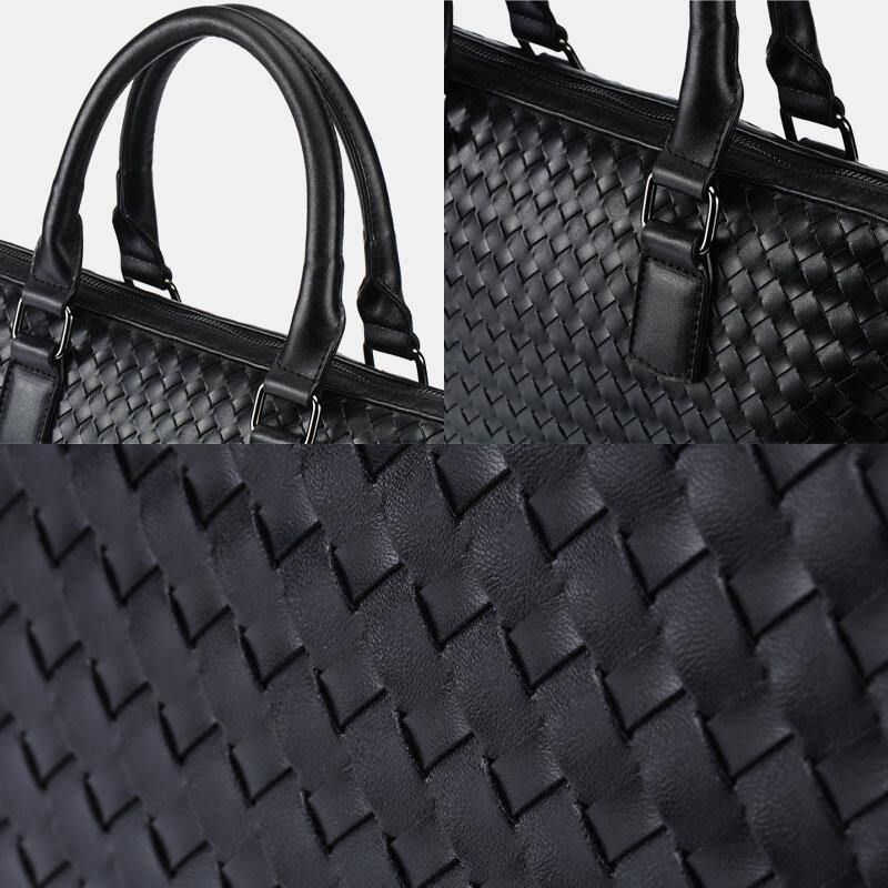 Menn Faux Leather Multi-Bære 14 Tommers Bærbar Veske Koffert Business Handbag Crossbody Bag
