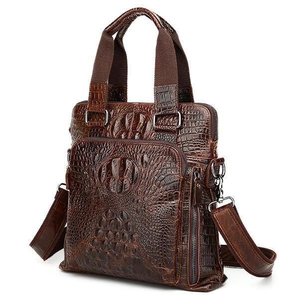 Menn Genuine Leather Alligator Business Bag Handbag