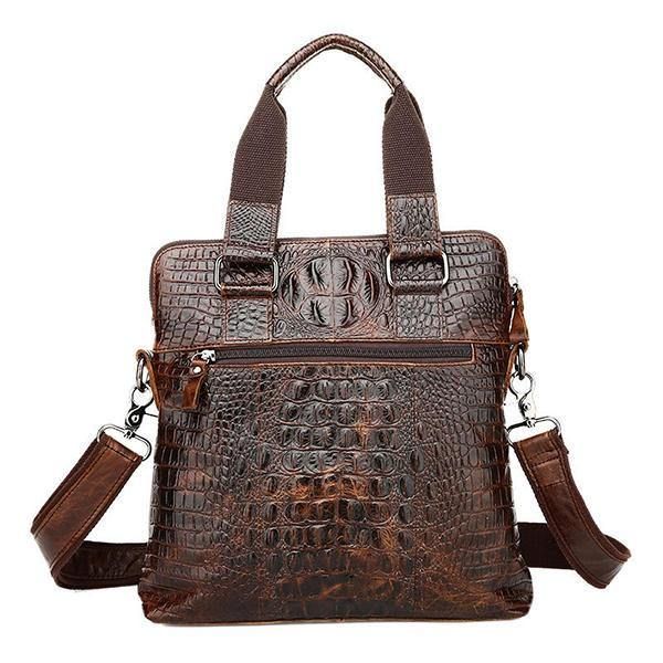 Menn Genuine Leather Alligator Business Bag Handbag