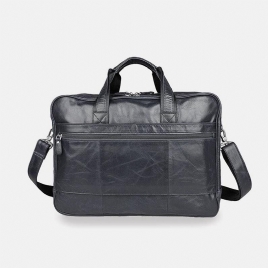 Menn Kunstskinn Multi-Lomme Multifunksjon Sprutsikker 15.6 Tommers Bærbare Vesker Kofferter Crossbody Bag Håndveske