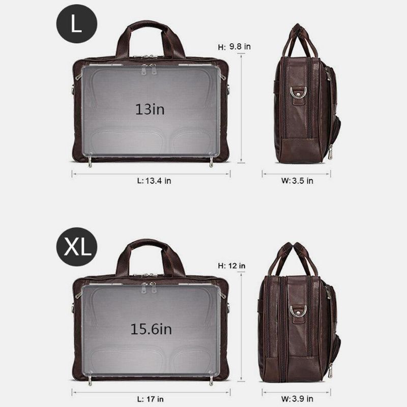 Menn Multifunksjon Multi-Lomme Vanntett 15.6 Tommers Bærbar Veske Koffert Business Håndveske Crossbody Veske