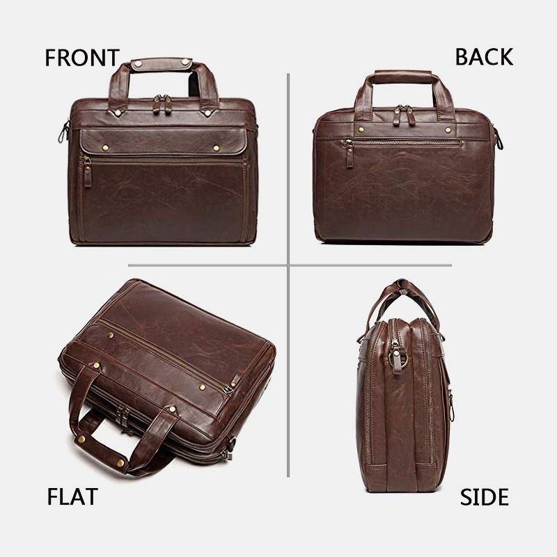 Menn Vintage Multi-Pocket Messenger Bag Håndveske Crossbody Bag For Business