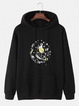 Funny Space Astronaut Graphic Cotton Drop Shoulder-Hettegensere For Menn