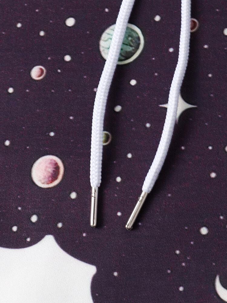 Herredesign Astronaut Galaxy Print Langermede Hettegensere Med Lomme