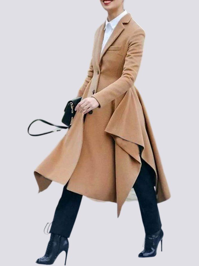 Flat Krage Regular Fit Elegant Long Overcoat