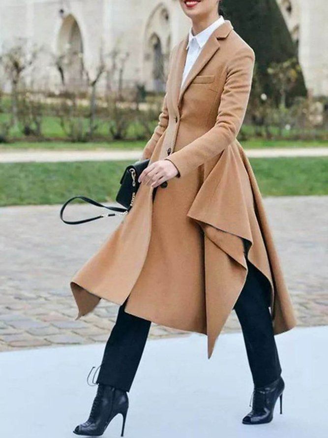 Flat Krage Regular Fit Elegant Long Overcoat