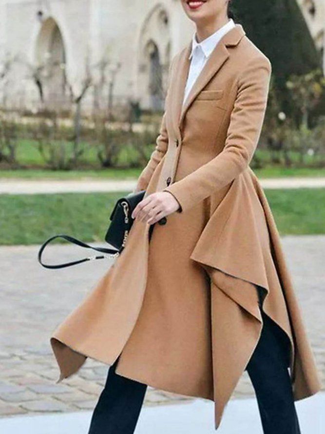 Flat Krage Regular Fit Elegant Long Overcoat