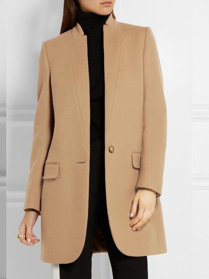 Langermet Lapel Collar Plain Regular Fit Overcoat