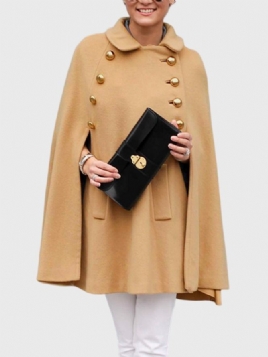 Lapel Loosen Raglan Sleeve Plain Long Overcoat