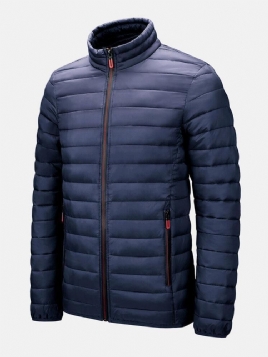 Menns Zip Front Quilted Solid Basic Polstret Kåper Med Lomme